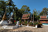 Wat Xieng Thong temple in Luang Prabang, Laos. Small 'that' (stupa) inside the temple precinct. 